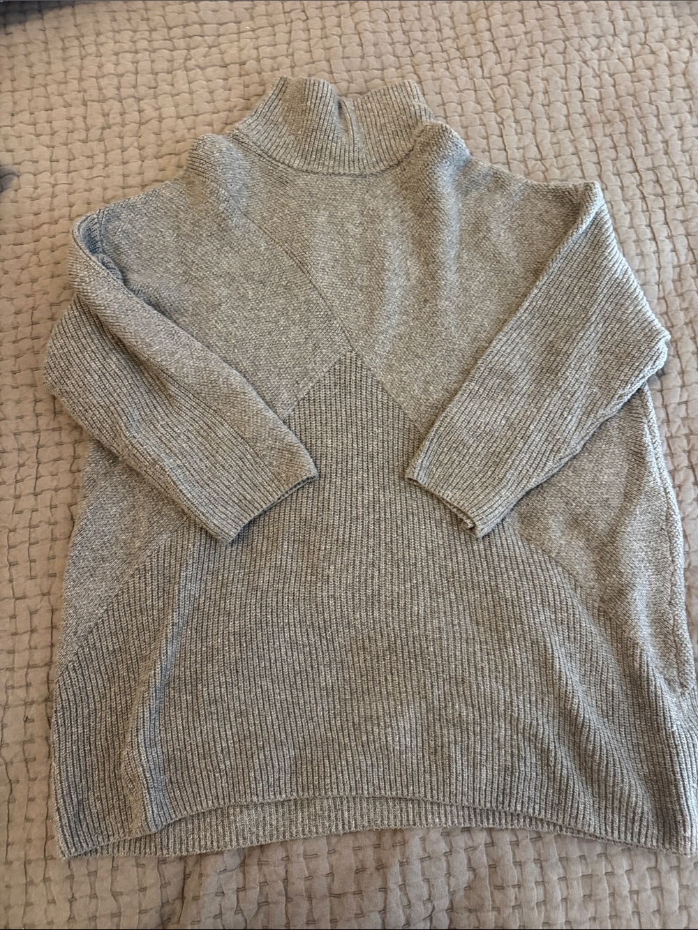 Talbots Light Gray Ribbed Mock Neck Sweater